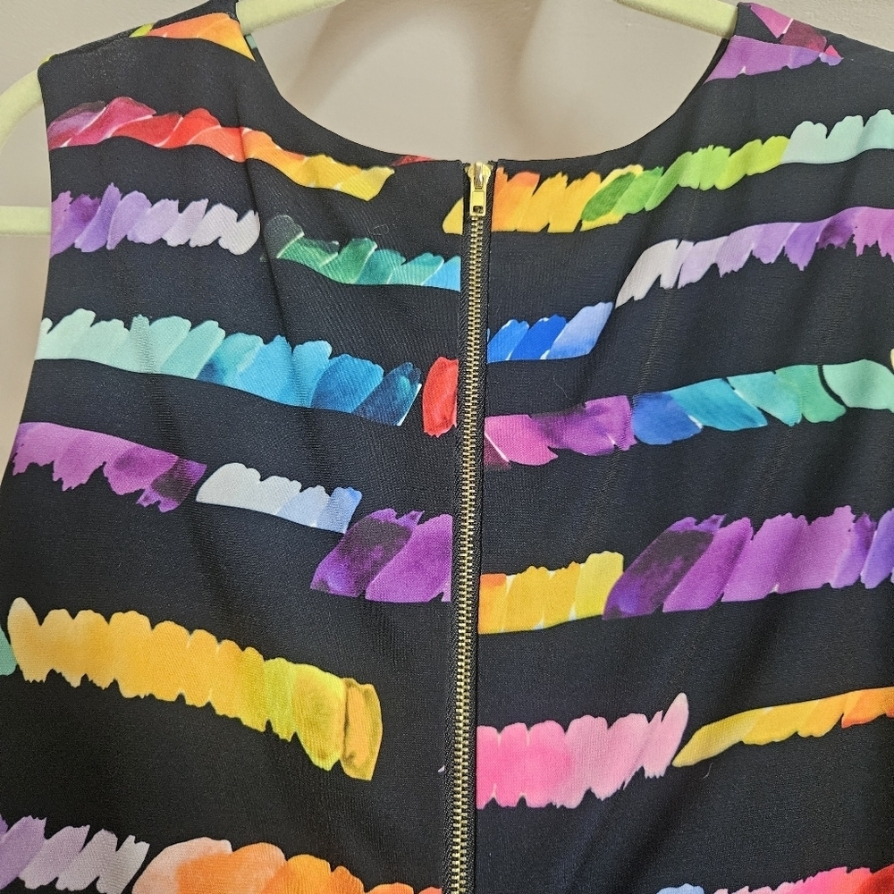 Tahari Arthur S. Levine Rainbow Paint Swatch Sheath Lined Dress Sleeveless sz 14 - Picture 6 of 9